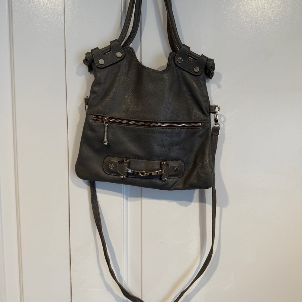Grey leather purse